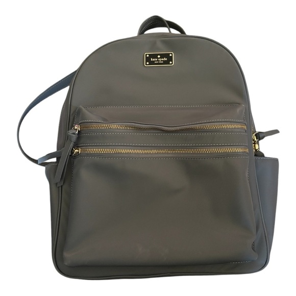 kate spade Handbags - Kate Spade New York Womens Grey and Gold Zipper Laptop Bag Backpack